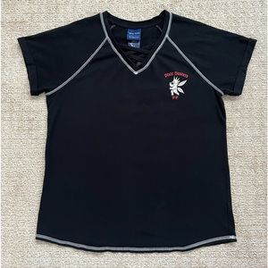 Women’s medium Disney Onward Her Universe Pixie Dusters Criss Cross V-neck Black